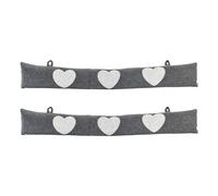 Herringbone Draught Excluders - 78.5cm - Heart - Pack of 2 Nicola Spring Grey One Size