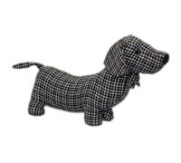 Carousel Home and Gifts Herringbone Fabric Sausage Dog Doorstop 35Cm ~ Black Dachshund Puppy Dog Door Stop
