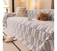 Herringbone Fringed Couch Cover, Comfortable Cotton Plush Sofa Slipcover Pet-Friendly Furniture Protector, Soft & Breathable Couch Throw Blanket black 180 * 360cm/70.87 * 141.73in