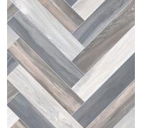 Herringbone Grey Wood Effect Slip Resistant Vinyl Flooring, Non Slip Vinyl with 2.3mm thickness, Waterproof Vinyl for Hallway-2m(6'6") X 2m(6'6")-4m²