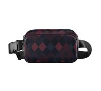 Herringbone Houndstooth Checked Royal Blue Fashionable Fanny Pack Waist Bag for Men Women Waterproof Bum Belt Bag, Glam Burgundy Navy Blue, One Size