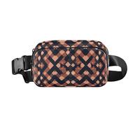 Herringbone Houndstooth Checked Royal Blue Fashionable Fanny Pack Waist Bag for Men Women Waterproof Bum Belt Bag, Squares Gold Red Succulent, One Size