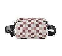 Herringbone Houndstooth Checked Royal Blue Fashionable Fanny Pack Waist Bag for Men Women Waterproof Bum Belt Bag, Squares White Burgundy Leaves, One Size