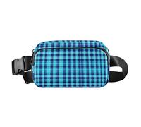 Herringbone Houndstooth Checked Royal Blue Trendy Waist Bag Fanny Pack for Women Men Waterproof Sling Chest Bag with Adjustable Strap for Travel Shopping Running