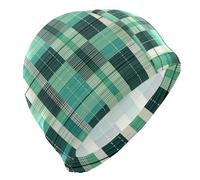 Herringbone Houndstooth Checked Turquoise Green Swimming for Ladies Short Hair Waterproof Swim for Women Hair Protection and Drag Reduction Gorras de natacion para Mujer