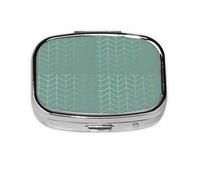 Herringbone Pattern Faux Gold Foil Teal Geometric,Meta Pill Box 2 Compartment Medicine Case,Portable Organizer,Rectangle Meta Portable Organizer Pill Box 1492 Compartment Medicine Case