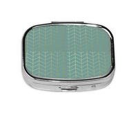 Herringbone Pattern Faux Gold Foil Teal Geometric,Meta Pill Box 2 Compartment Medicine Case,Portable Organizer