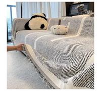 Herringbone Pattern Fringed Chenille Throw Couch Cover, All Seasons Chenille Blanket Herringbone Tassel Sofa Cover, Thickened & scratch-resistant Anti Slip, Washable (Black,180 * 300 cm)