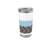 Herringbone Pattern Pastel Colour Modern Design Blue Brown Stainless Steel Insulated Tumbler