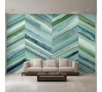 Herringbone Photo Wallpaper, Modern Blue Green Zig Zag Wallpaper Mural, 150X105cm Wall Paper for Bedroom Living Room, Non-Woven Wall Mural Room Decor EL&D54