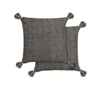 Emma Barclay Herringbone - Recycled Cotton Cushion Cover (Black)