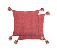 Emma Barclay Herringbone - Recycled Cotton Cushion Cover (Red)