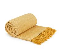 Emma Barclay Herringbone - Recycled Cotton Patterned Chair Sofa Setee Bed Throw Over Blanket in Ochre Yellow - 70x100 (178x254cm)