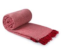 Emma Barclay Herringbone - Recycled Cotton Patterned Chair Sofa Setee Bed Throw Over Blanket in Red - 50x60 (127x152cm)