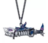 Herringbone Silver Blue Necklace Metal Chain Style Personalized Props Of The Same Style As The Movie Shark Cannon Destruction Art Accessories Trendy Personality Necklace