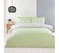Rapport Home Duvet Cover Set Helston - Reversible Striped Microfibre with Pillowcase - Single Green
