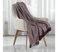 Herringbone Throw for Sofa and Bed, Large 3 Seater Sofa Cover, Single and Double King Size Bed Blanket, Chocolate brown Throw Super King (254cms x 394cms)