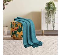 Herringbone Throw for Sofa and Bed - Large & Extra Large Sofa Throw Blanket - Settee, Bed, 3 Seater, and Armchair Cotton Throw (Double 228cm x 254cm (90"x100") (Teal)