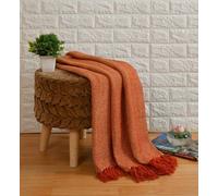 Herringbone Throw for Sofa and Bed - Large & Extra Large Sofa Throw Blanket - Settee, Bed, 3 Seater, and Armchair Cotton Throw (King 259cm x 259cm (102"x102") (Terracotta Natural)