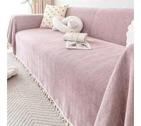 Herringbone Velvet Sofa Cover with Decorative Fringe Cat Scratch Resistant Furniture Protector 3/2/1 Seat Slipcover Pink 180x230cm Stylish & Durable Couch Protector