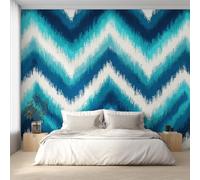 Herringbone Wallpaper, Blue and White Zig Zag Wall Mural for Living Room, Non-Woven Wall Paper for Bedroom 150X105cm, Photo Wallpaper Home Decor EL&D51