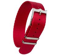Herringbone Weave Single Pass Strap | 22 mm Red | NATO G10 ZULU Style | Adjustable Crown Buckle | Spring Bars and Tool included (22mm, Cherry Red)