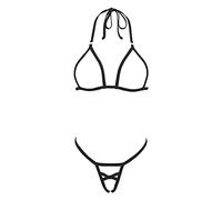 HERRYLO Micro Bikini Extreme Slutty G String Bikinis Crotchless Exotic Women Lingerie No Coverage Nude Sexy Dancer Outfits, 21001-full Black, One Size