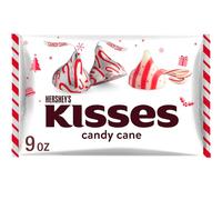 HERSHEY'S KISSES Candy Cane Flavored, Christmas Candy Bag, 9 oz