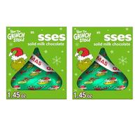Hersheys KISSES Grinch Solid Milk Chocolate, Christmas Candy Gift Box, 1.45 oz