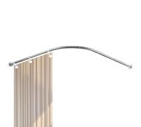 Hershii Adjustable Curved Shower Curtain Rod Wall Mounted L-Shaped Bathroom Corner Curtain Hanger Pole Bath Metal Shower Rail Bar (35.43-51.18) x (35.43-51.18) Inch, Drilling to Install