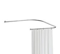 Hershii Adjustable Curved Shower Curtain Rod Wall Mounted U-Shaped Bathroom Corner Curtain Hanger Pole Bath Metal Shower Rail Bar (35.43-51.18) x 43.3 x(35.43-51.18) Inch, Drilling to Install