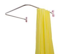 Hershii Curved Corner Shower Curtain Rod Wall Mounted U-Shaped Bathroom Curtain Hanger Pole Decorative Bath Metal Shower Rail Bar 40.15'' x 38.58''