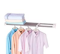 Hershii Expandable Shelf Divider Closet Tension Rod Wardrobe Rail Extendable Cupboard Storage Rack Adjustable Clothes Hanging Pole DIY Organizer for Kitchen Bathroom Bedroom 2-Bar Telescopic