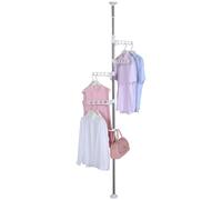 Hershii Extendable Clothes Drying Rack Telescopic Laundry Tension Pole Indoor Corner Floor to Ceiling Storage Shelf Garment Hanger Coat Tree Space Saving Organizer - Ivory