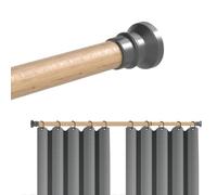 Hershii Extendable Wardrobe Rail 110-196cm, Adjustable Shower Curtain Rod, Clothes Hanging Tension Pole, No Drilling, Telescopic Rods for Kitchen Closet Cupboard Bathroom Window, Light Wood Grain