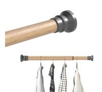 Hershii Extendable Wardrobe Rail 40-56cm, Adjustable Shower Curtain Rod, Clothes Hanging Tension Pole, No Drilling, Telescopic Rods for Kitchen Closet Cupboard Bathroom Window, Light Wood Grain