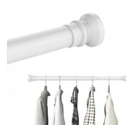 Hershii Extendable Wardrobe Rail 50-76cm, Adjustable Shower Curtain Rod, Clothes Hanging Tension Pole, No Drilling, Telescopic Rods for Kitchen Closet Cupboard Bathroom Window, White