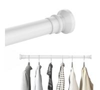 Hershii Extendable Wardrobe Rail 70-116cm, Adjustable Shower Curtain Rod, Clothes Hanging Tension Pole, No Drilling, Telescopic Rods for Kitchen Closet Cupboard Bathroom Window, White