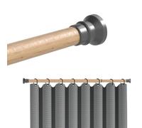 Hershii Extendable Wardrobe Rail 85-146cm, Adjustable Shower Curtain Rod, Clothes Hanging Tension Pole, No Drilling, Telescopic Rods for Kitchen Closet Cupboard Bathroom Window, Light Wood Grain