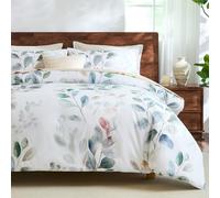 Herside 100% Cotton Bedding Set King Green Botanical Bedding Set Sage Green Leaf Floral Printed Modern Country Theme Bedding Super Soft Breathable & Reversible Cotton Duvet Cover Set Easy Care