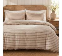 Herside 100% Cotton Double Gauze Striped Duvet Cover Set Queen Size,Beige Apricot Fine Stripe Soft Breathable Cotton Bedding Set Modern Simple 3 Piece Quilt Duvet Set for All Seasons