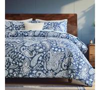 Herside 100% Cotton Duvet Cover Set Double Size Navy Paisley Bedding Set Dark Blue Paisley Floral Design Boho Chic Bedding Set Vintage Bed Cover Soft Cozy All Season Quilt Cover Set for Boys Adult