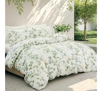 Herside Floral Bedding Set Super King Size 100% Cotton Reversible Duvet Cover Set Aesthetic Rustic Green Floral Quilt Cover Set 3 Pcs with Zipper Closure Soft & Breathable Bedding Cover Set