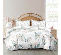 Herside Gold Green Leaf Duvet Cover Set King Botanical Bedding Green Gold Leaves Printed Country Style Bedding Sets 1 Duvet Cover 2 Pillowcases (Gold Green, King)