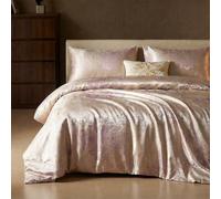 Herside Jacquard Duvet Cover Set Double 3pcs Champagne Gold Bedding Set Premium Polyester Quilt Cover Royal Damask Bed Cover Luxury Bedding Set with Vintage Paisley Pillowcases