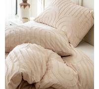 Herside King Size Tufted Bedding Set Girls Farmhouse Duvet Cover Set 3pcs Boho Rainbow Tufted Printed Ultra Soft Embroidery Microfibre Quilt Cover with Zipper Closure