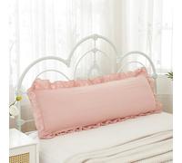 Herside Long Pillowcase 50x137cm Pink Ruffled Body Pillow Case Farmhouse Chic Body Pillow Sham 1PC Breathable Soft Microfibre Ruffled Pillow Cover for Teens Adult Boys