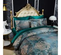 Herside Luxury Jacquard Duvet Cover Set Single Blackish Green Polyester Bedding Set Embroidery Neoclassical Floral Pattern 2Pcs Vintage Aesthetic Quilt Cover Girls Boys Royal Home Decor