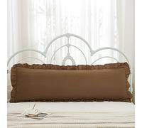 Herside Ruffled Body Pillowcase Solid Brown Pillow Case 50x137cm Vintage Boho Long Pillow Sham 1PC Super Soft Microfibre Pillow Cover for Teens Adult Girls