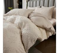 Herside Single Size Tufted Bedding Set Vintage Farmhouse Duvet Cover Set 2pcs Boho Circular Tufted Printed Embroidery Microfibre Quilt Cover Set Cottage Home Decor for Girls Teens Adult